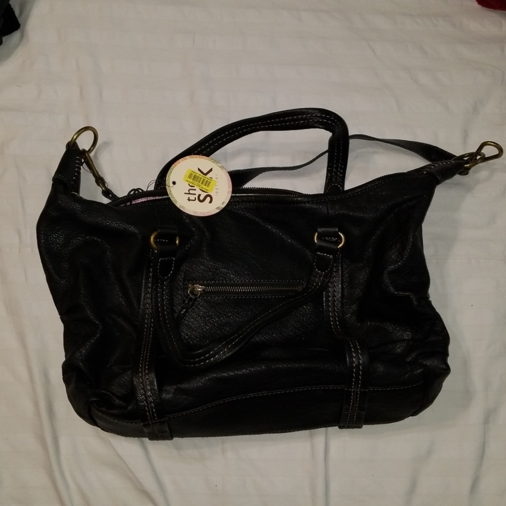 Black leather sak purse